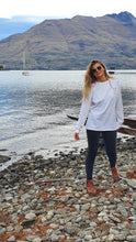 Load image into Gallery viewer, Zoey sporting out Long sleeve white organic cotton top
