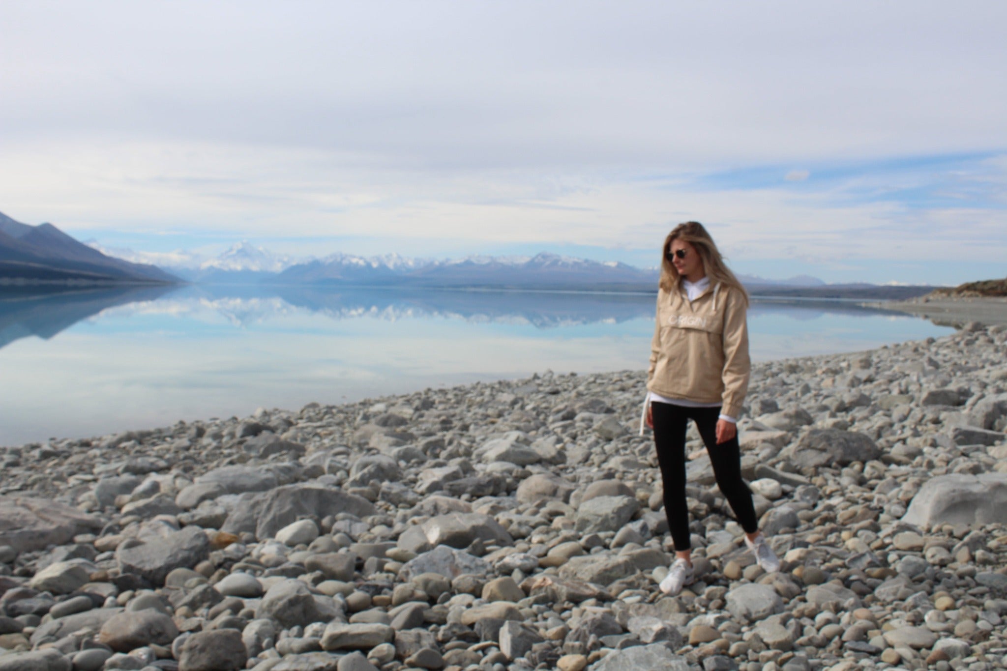 Zoey walking around Lake Pukaki wearing the Origin Anorak, Hoodie, Ribbed Dream Leggings. Zoey is wearing a size small/medium. These are mid to high waist, 4 way stretch. Super versatile , can be used for so many activities. They can be dressed up with a blazer and nice top, boots or cute little heel. They can be worn to work, the gym, the school run, yoga, coffee, groceries, parent teacher interviews, fashion show, hanging at home, marathons ... literally whatever the occasion are a dream!