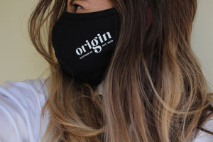 Founder Zoey wearing the triple layer organic cotton mask